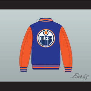 WHA Alberta Blue and Orange Varsity Letterman Jacket-Style Sweatshirt 1