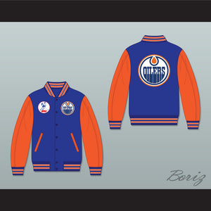 WHA Alberta Blue and Orange Varsity Letterman Jacket-Style Sweatshirt 1