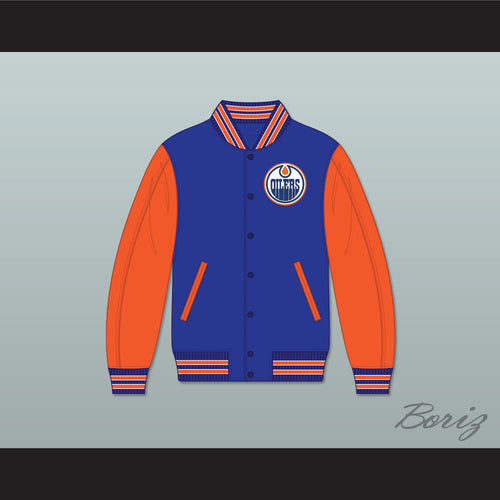 WHA Alberta Blue and Orange Varsity Letterman Jacket-Style Sweatshirt 2