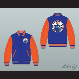 WHA Alberta Blue and Orange Varsity Letterman Jacket-Style Sweatshirt 2