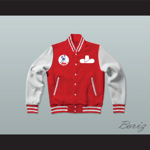 WHA Calgary Cowboys Red and White Varsity Letterman Jacket-Style Sweatshirt 1