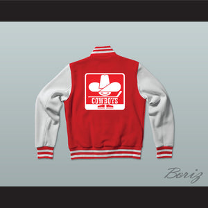 WHA Calgary Cowboys Red and White Varsity Letterman Jacket-Style Sweatshirt 1