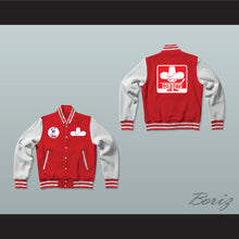 Load image into Gallery viewer, WHA Calgary Cowboys Red and White Varsity Letterman Jacket-Style Sweatshirt 1