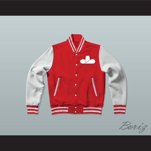 WHA Calgary Cowboys Red and White Varsity Letterman Jacket-Style Sweatshirt 2