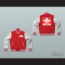 Load image into Gallery viewer, WHA Calgary Cowboys Red and White Varsity Letterman Jacket-Style Sweatshirt 2