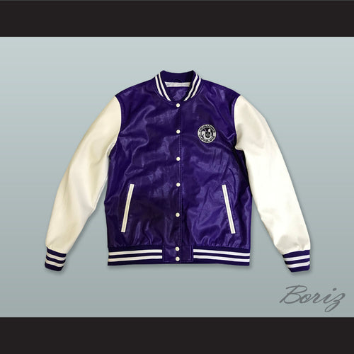 WHA Cleveland Crusaders Hockey Purple and White Lab Leather Varsity Letterman Jacket