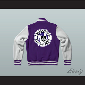 WHA Cleveland Crusaders Purple and White Varsity Letterman Jacket-Style Sweatshirt 1