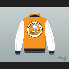 Load image into Gallery viewer, WHA Denver Spurs Orange and White Varsity Letterman Jacket-Style Sweatshirt 2
