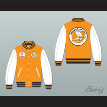 Load image into Gallery viewer, WHA Denver Spurs Orange and White Varsity Letterman Jacket-Style Sweatshirt 1