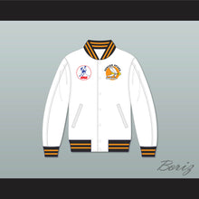 Load image into Gallery viewer, WHA Denver Spurs White Varsity Letterman Jacket-Style Sweatshirt 1