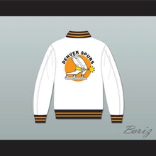Load image into Gallery viewer, WHA Denver Spurs White Varsity Letterman Jacket-Style Sweatshirt 1