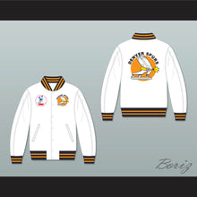 Load image into Gallery viewer, WHA Denver Spurs White Varsity Letterman Jacket-Style Sweatshirt 1