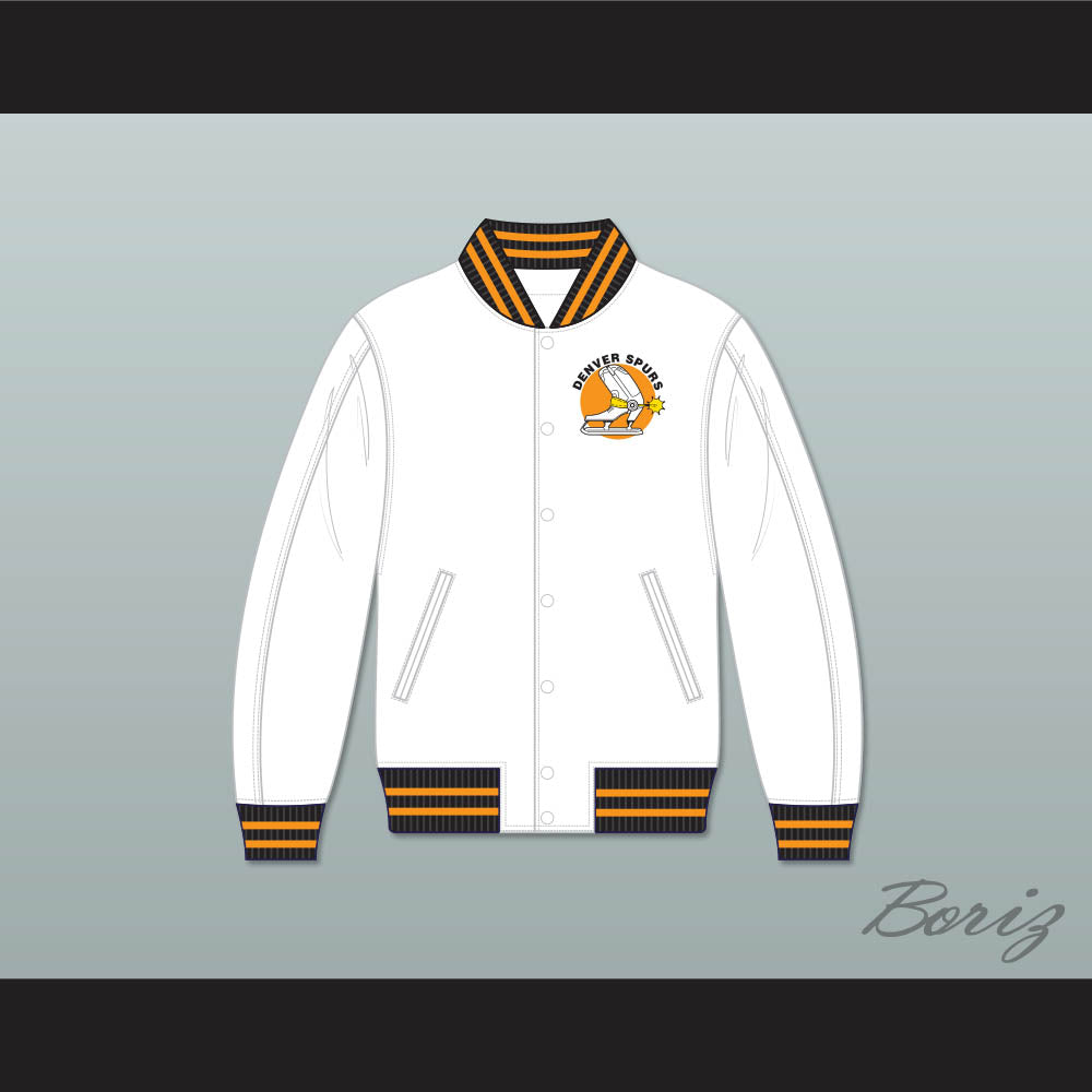 WHA Denver Spurs White Varsity Letterman Jacket-Style Sweatshirt 2