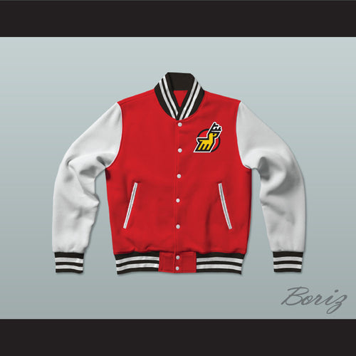 WHA Michigan Stags Red and White Varsity Letterman Jacket-Style Sweatshirt 2