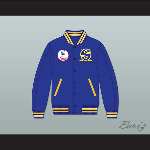 WHA Minnesota Blue Varsity Letterman Jacket-Style Sweatshirt 1