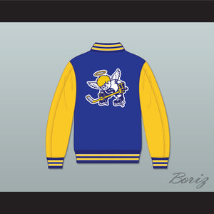 WHA Minnesota Blue and Yellow Varsity Letterman Jacket-Style Sweatshirt 1
