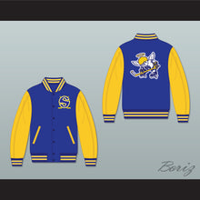 Load image into Gallery viewer, WHA Minnesota Blue and Yellow Varsity Letterman Jacket-Style Sweatshirt 2