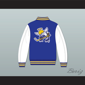 WHA Minnesota Blue and White Varsity Letterman Jacket-Style Sweatshirt 1