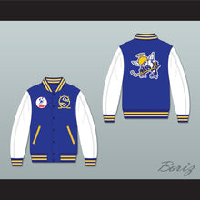 Load image into Gallery viewer, WHA Minnesota Blue and White Varsity Letterman Jacket-Style Sweatshirt 1