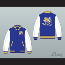 Load image into Gallery viewer, WHA Minnesota Blue and White Varsity Letterman Jacket-Style Sweatshirt 2