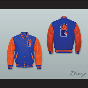WHA New Jersey Knights Royal Blue Wool and Orange Lab Leather Varsity Letterman Jacket 2