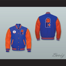 Load image into Gallery viewer, WHA New Jersey Knights Royal Blue Wool and Orange Lab Leather Varsity Letterman Jacket 1