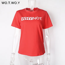 Load image into Gallery viewer, WOTWOY Funny Letters T Shirt Women Cotton Summer Printed T-Shirt Casual Tops Tee Women Short Sleeve Female White Black Red Tees