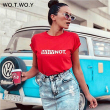 Load image into Gallery viewer, WOTWOY Funny Letters T Shirt Women Cotton Summer Printed T-Shirt Casual Tops Tee Women Short Sleeve Female White Black Red Tees