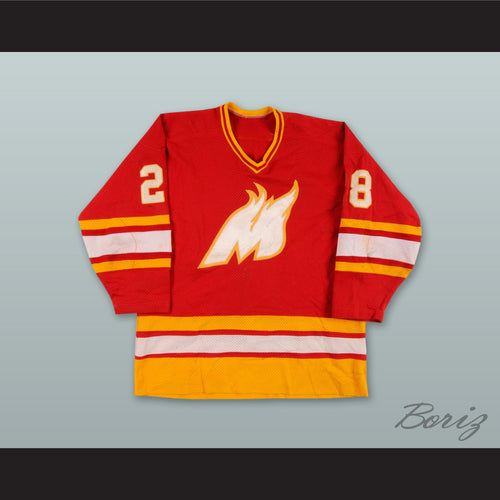 Wade Campbell 28 Moncton Golden Flames Red Hockey Jersey