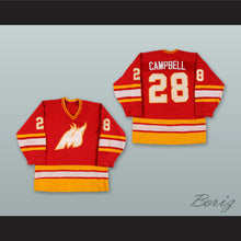 Load image into Gallery viewer, Wade Campbell 28 Moncton Golden Flames Red Hockey Jersey