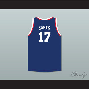 Wallace Jones 17 Indianapolis Olympians Blue Basketball Jersey