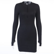 Load image into Gallery viewer, WannaThis Zipper V-Neck Bodycon Dresses Sexy Long Sleeve Black Skinny Elastic Autumn Spring New Solid Fashion Women Party Dress