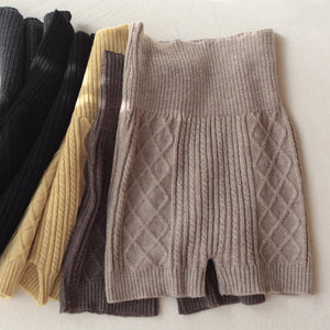 Warm Waist Short Leggings Woolen Knit Shorts Women's Autumn And Winter Thick High Waist Seamless Sweater Short Trousers