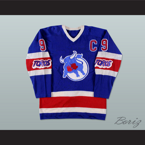 Wayne Carleton 9 WHA Toronto Toros Blue Hockey Jersey