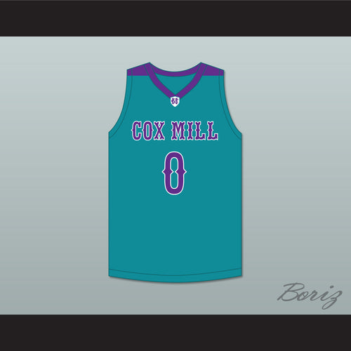 Wendell Moore Jr 0 Cox Mill High School Chargers Teal Basketball Jersey 1