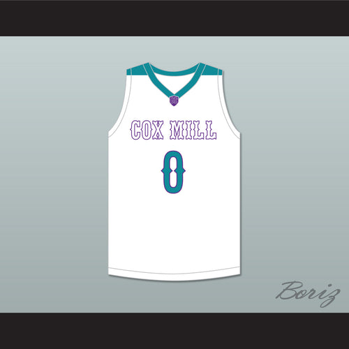 Wendell Moore Jr 0 Cox Mill High School Chargers White Basketball Jersey 2