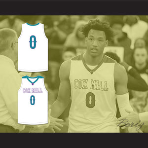 Wendell Moore Jr 0 Cox Mill High School Chargers White Basketball Jersey 1