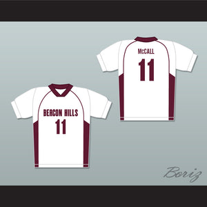 Scott McCall 11 Beacon Hills Cyclones Lacrosse Jersey Teen Wolf White Style