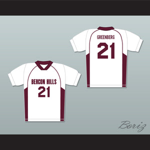 Greenberg 21 Beacon Hills Cyclones Lacrosse Jersey Teen Wolf White Style