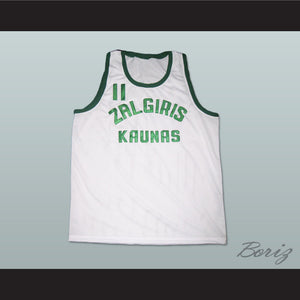 Arvydas Sabonis 11 Zalgiris Kaunas White Basketball Jersey