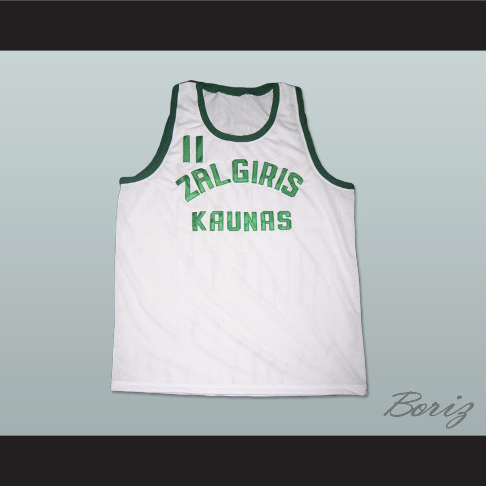 Arvydas Sabonis 11 Zalgiris Kaunas White Basketball Jersey