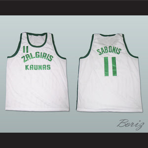Arvydas Sabonis 11 Zalgiris Kaunas White Basketball Jersey
