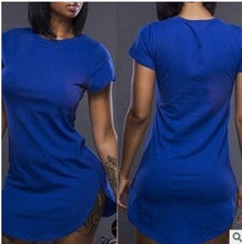 Load image into Gallery viewer, Wholesale  Women T Shirt Dress Summer Sexy Neon Green Tshirt Side Split Dress Tee Club Party Longline White Yellow Dresses