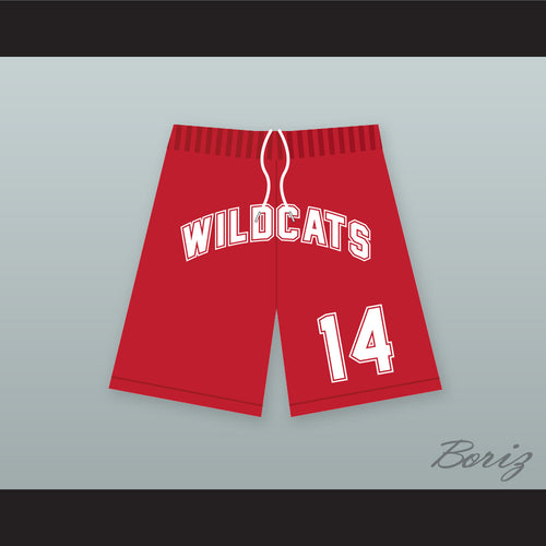 Troy Bolton 14 East High School Wildcats Red Basketball Shorts