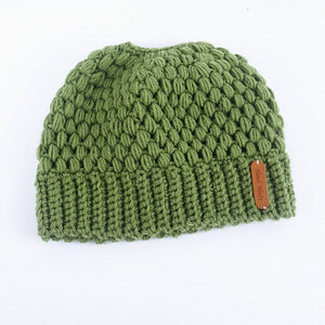 Winter Knitting Hats Winter Women Hat Ladies Girl Stretch Knit Hat With Tag Messy Bun Ponytail Beanie Holey Warm Hats Caps