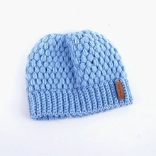 Load image into Gallery viewer, Winter Knitting Hats Winter Women Hat Ladies Girl Stretch Knit Hat With Tag Messy Bun Ponytail Beanie Holey Warm Hats Caps