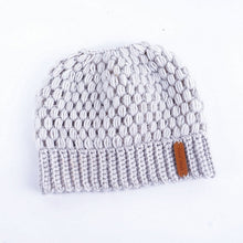 Load image into Gallery viewer, Winter Knitting Hats Winter Women Hat Ladies Girl Stretch Knit Hat With Tag Messy Bun Ponytail Beanie Holey Warm Hats Caps