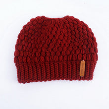 Load image into Gallery viewer, Winter Knitting Hats Winter Women Hat Ladies Girl Stretch Knit Hat With Tag Messy Bun Ponytail Beanie Holey Warm Hats Caps