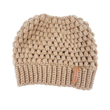 Load image into Gallery viewer, Winter Knitting Hats Winter Women Hat Ladies Girl Stretch Knit Hat With Tag Messy Bun Ponytail Beanie Holey Warm Hats Caps