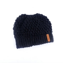 Load image into Gallery viewer, Winter Knitting Hats Winter Women Hat Ladies Girl Stretch Knit Hat With Tag Messy Bun Ponytail Beanie Holey Warm Hats Caps
